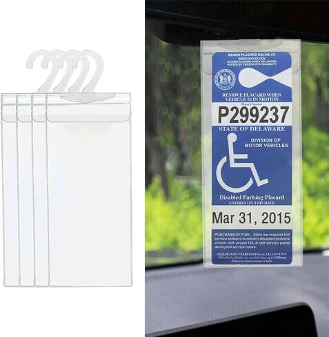Car Handicap Placard Holder, Ultra Transparent Disabled Parking Permit Protective Cover, Disability Parking Placard Protector with Large Plastic Hanger, Car Accessories in Kuwait