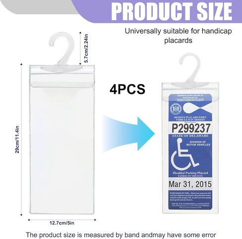 Car Handicap Placard Holder, Ultra Transparent Disabled Parking Permit Protective Cover, Disability Parking Placard Protector with Large Plastic Hanger, Car Accessories in Kuwait