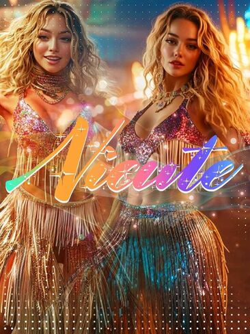 Nicute Cowgirl Costume for Women Gold Sequin Skirt Set Sparkly Carnival Burning Man Rave Outfits for Adult in Saudi Arabia