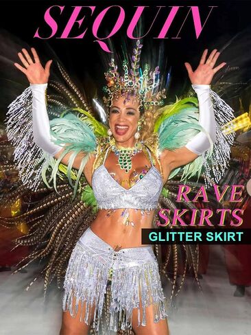 Nicute Cowgirl Costume for Women Gold Sequin Skirt Set Sparkly Carnival Burning Man Rave Outfits for Adult in Saudi Arabia