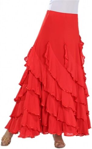 CISMARK Elegant Ballroom Dancing Latin Dance Party Long Swing Race Skirt in Kuwait