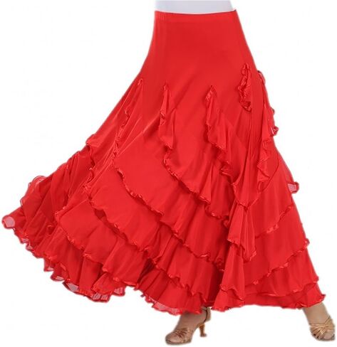 CISMARK Elegant Ballroom Dancing Latin Dance Party Long Swing Race Skirt in Kuwait