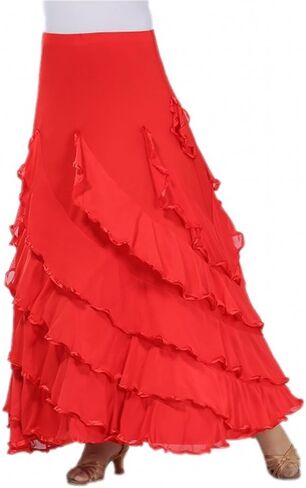 CISMARK Elegant Ballroom Dancing Latin Dance Party Long Swing Race Skirt in Kuwait