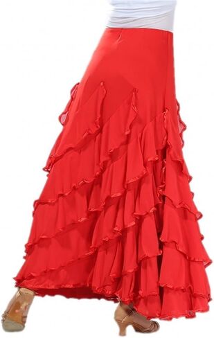 CISMARK Elegant Ballroom Dancing Latin Dance Party Long Swing Race Skirt in Kuwait