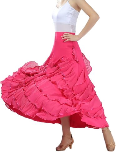 CISMARK Elegant Ballroom Dancing Latin Dance Party Long Swing Race Skirt in Kuwait