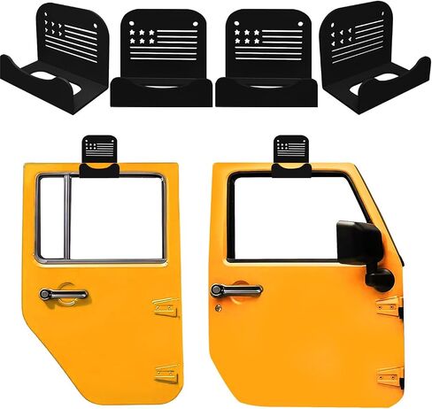 4pcs Automobile Car Door Hanger Rack Holder Storage Vehicle Wall Mount Bracket Garage Basement Heavy Duty Metal Removable with Rubber Lining Compatible Save Space Accessories U.S America Flag Pattern in Saudi Arabia