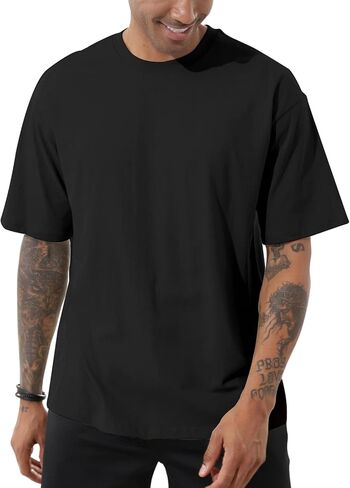 Men's Fashion Loose Fit Crewneck Solid T-Shirt Athletic Lightweight Short Sleeve Gym Workout Tops in Saudi Arabia