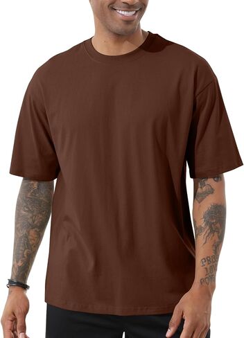 Men's Fashion Loose Fit Crewneck Solid T-Shirt Athletic Lightweight Short Sleeve Gym Workout Tops in Saudi Arabia