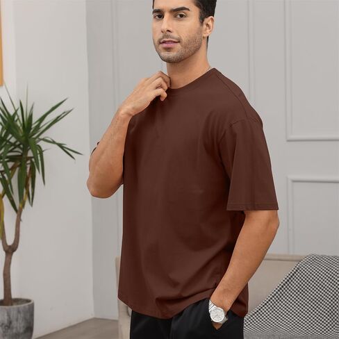 Men's Fashion Loose Fit Crewneck Solid T-Shirt Athletic Lightweight Short Sleeve Gym Workout Tops in Saudi Arabia