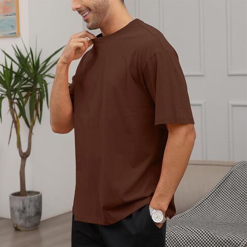 Men's Fashion Loose Fit Crewneck Solid T-Shirt Athletic Lightweight Short Sleeve Gym Workout Tops in Saudi Arabia