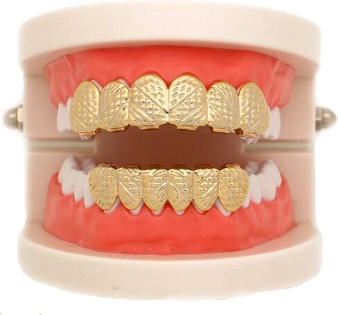 مجموعة شوايات أسنان علوية وسفلية قابلة للإزالة ومطلية بالذهب عيار 24 قيراط من The Bling Factory in Kuwait