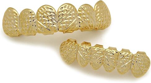 مجموعة شوايات أسنان علوية وسفلية قابلة للإزالة ومطلية بالذهب عيار 24 قيراط من The Bling Factory in Kuwait