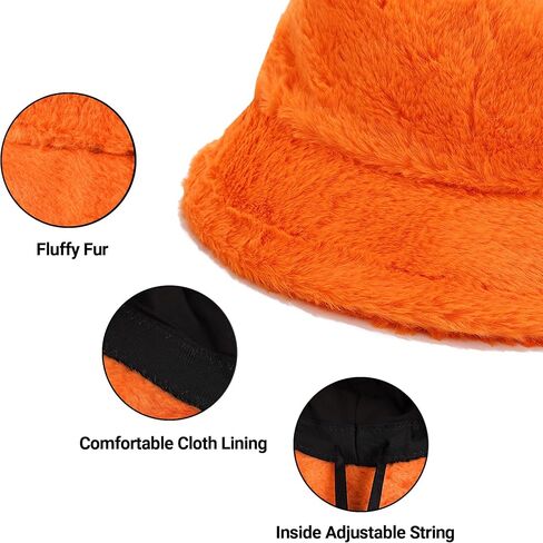 Umeepar Winter Faux Fur Fuzzy Bucket Hat Fluffy Warm Hat for Women Men in Saudi Arabia