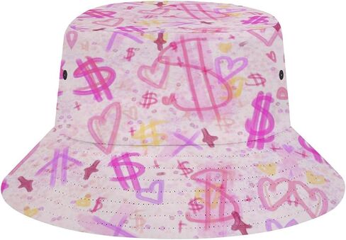 Pink Money Bucket Hat for Women Men Packable Sun Cap Fisherman Hat Travel Outdoor Beach Caps in Saudi Arabia