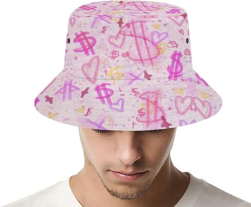 Pink Money Bucket Hat for Women Men Packable Sun Cap Fisherman Hat Travel Outdoor Beach Caps in Saudi Arabia