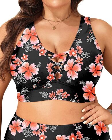 Plus Size Bikini Top Only - Women Swim Bra Lace Up Swimsuit Top V Neck Bathing Suit Tops for Large Bust Swimwear 2025 in Saudi Arabia