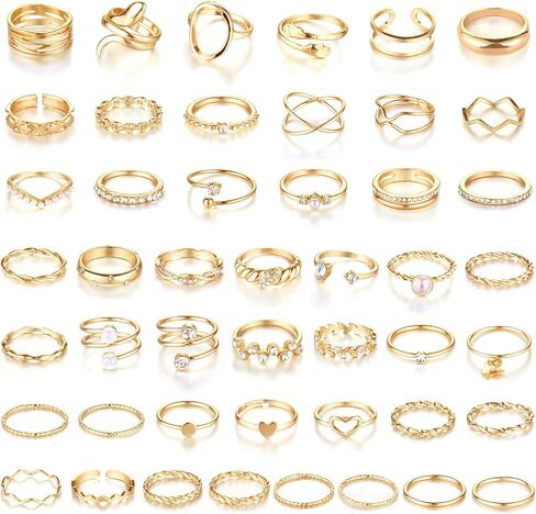 CHICUTIE Gold Knuckle Rings Set For Women Stackable Joint Finger Midi Rings Dainty Cubic Crystal Zirconia Simple Hollow Twist Cute Rings Pack Jewelry Gift in Saudi Arabia