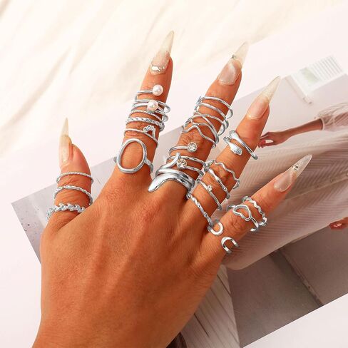 CHICUTIE Gold Knuckle Rings Set For Women Stackable Joint Finger Midi Rings Dainty Cubic Crystal Zirconia Simple Hollow Twist Cute Rings Pack Jewelry Gift in Saudi Arabia