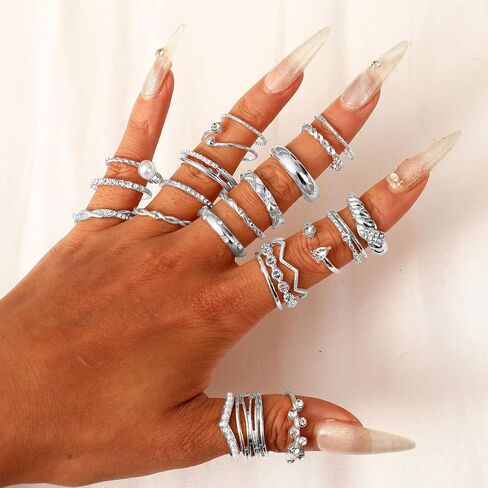 CHICUTIE Gold Knuckle Rings Set For Women Stackable Joint Finger Midi Rings Dainty Cubic Crystal Zirconia Simple Hollow Twist Cute Rings Pack Jewelry Gift in Saudi Arabia
