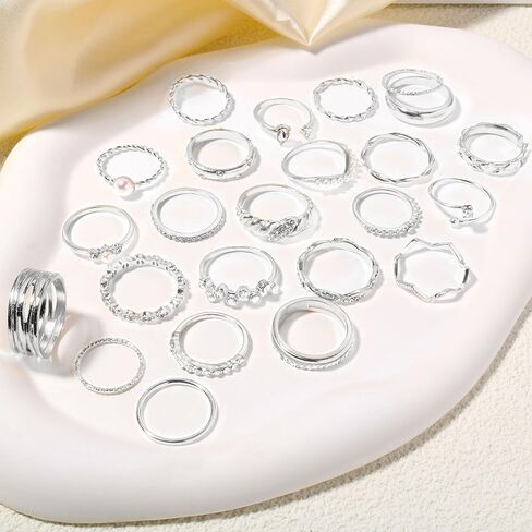 CHICUTIE Gold Knuckle Rings Set For Women Stackable Joint Finger Midi Rings Dainty Cubic Crystal Zirconia Simple Hollow Twist Cute Rings Pack Jewelry Gift in Saudi Arabia
