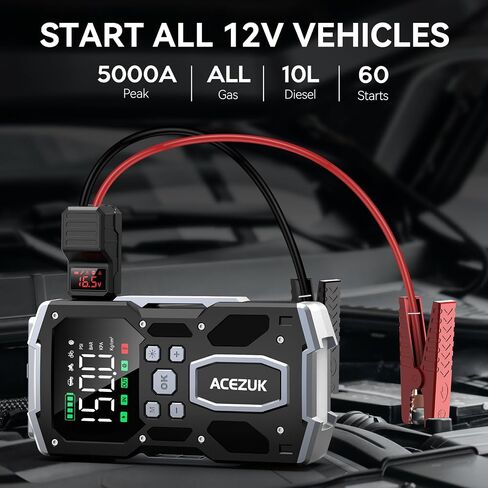 Jump Starter with Air Compressor, 8000A 150PSI Portable Car Jump Starter, 12V Jump Start Pack (All Gas/12L Diesel),Portable Car Jump Starter with Smart Jump Cables, LED Lights in Saudi Arabia