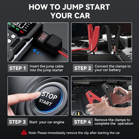Jump Starter with Air Compressor, 8000A 150PSI Portable Car Jump Starter, 12V Jump Start Pack (All Gas/12L Diesel),Portable Car Jump Starter with Smart Jump Cables, LED Lights in Saudi Arabia