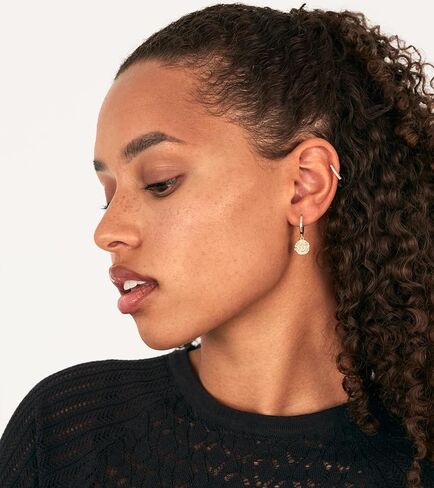 PAVOI 14K Gold Plated S925 Sterling Silver Post Lightweight Drop Dangle Huggie Hoop Earrings for Women | Star, Lock, Pearl, Cross, Lightening, Coin | Dainty Earrings in Saudi Arabia