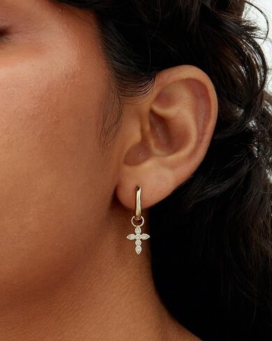 PAVOI 14K Gold Plated S925 Sterling Silver Post Lightweight Drop Dangle Huggie Hoop Earrings for Women | Star, Lock, Pearl, Cross, Lightening, Coin | Dainty Earrings in Saudi Arabia