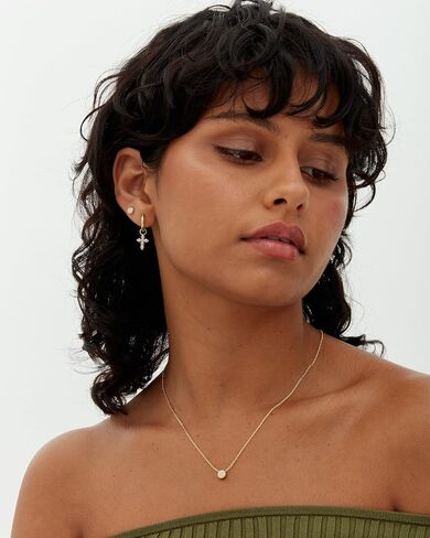 PAVOI 14K Gold Plated S925 Sterling Silver Post Lightweight Drop Dangle Huggie Hoop Earrings for Women | Star, Lock, Pearl, Cross, Lightening, Coin | Dainty Earrings in Saudi Arabia