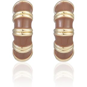 Colorful Hoop Earrings for Women, Stacked Enamel Segments, Colorful Earrings for Women, Hypoallergenic Hoop Earrings