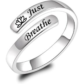 BEILIN Just Breathe Toe Ring 925 Sterling Silver Adjustable Toe Rings Lotus Inspirational Jewelry Gifts for Women
