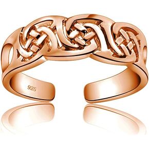 Hoops & Loops 925 Sterling Silver Irish Celtic Knot Open Toe Ring for Women Men
