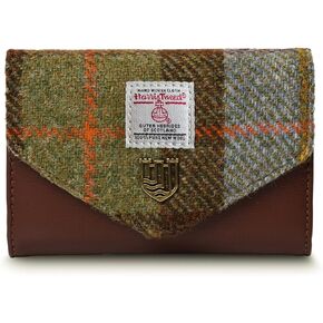 Islander HarrisTweed Lady’s Small Clasp Purse, Chestnut-blue Tartan, L:13cm H:9cm W:4cm, Scottish