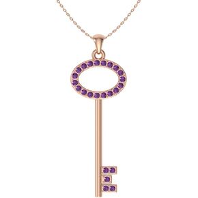 Diamondere Natural and Certified gemstone Key Necklace in 14k Solid Gold | 0.36 Carat Pendant with Chain