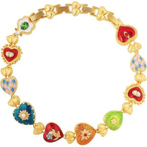 Colorful Byzantine Medieval Renaissance Bold Chunky Costume Statement Heart Pendant Choker Necklace Cool Jewelry Necklaces Coolest Gifts for Women Chunky Trendy In Their 30s