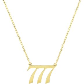 14K Solid Gold Angel Number Necklace, Spiritual Jewelry, Custom Number Necklace,Cable Chain 111 222 333 444 555 666 777 888 999 Numerology Jewelry Gift for Her