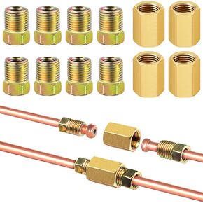 15Pieces 7/16 Inch-24 Threads Brake Line Fittings Kit 1/4 Brake Line Fittings for 1/4 Inch Tube (5 Unions, 10 Nuts) in Kuwait