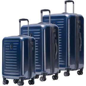 Spyder Rails 29 Inch Expandable Hardside Upright Suitcase with 360° Spinner Wheels, TSA Approved Lock, Navy