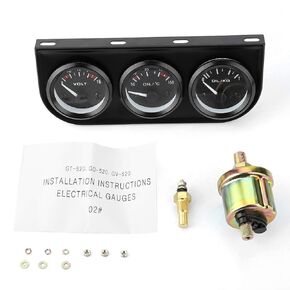 for 12v Electric Oil Pressure Clocks 3 in 1 Triple Gauge Kit Voltmeter Water Temp Oil Pressure Gauge Tachometer