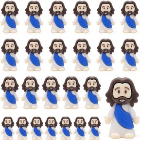 100Pcs Little Jesus Figures Tiny Mini Jesus Figures in Bulk Classic Religious Christ Savior Jesus Decor for Sunday Easter Eggs Stuffers Baptism (Red, 100 Packs)