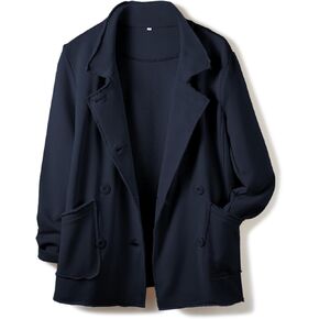 Ainangua Classic Trench Coats for Women Double Breasted Belfast Fleece Peacoat Jackets Essentials Fall Winter Coat(Navy,XL)