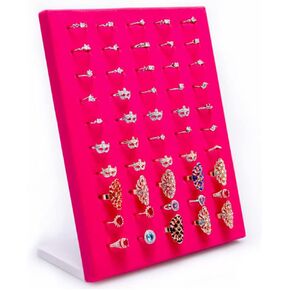 Homeanda Velvet على شكل حرف L 50 فتحة حلقة حلق مجوهرات صينية عرض حامل منظم (أسود)