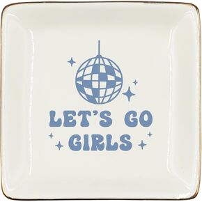 WODMIS Western Cowgirl Ceramic Jewelry Tray Dish, Pink Cowgirls Jewelry Plate, Let's Go Girls Preppy Cowgirls Disco Ball Ring Trinket Dish, Cowgirl Birthday Gift For Women Girls Cowgirls in Saudi Arabia