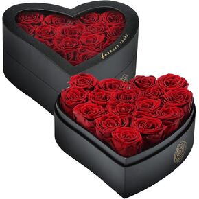 16-Piece Forever Roses, Heart-Shaped Box with a Curved Design, Forever Flowers, Grade A Quality-Preserved Roses, Preserved Flowers, Beautiful Rose for Christmas Mothers Day & Valentines Day
