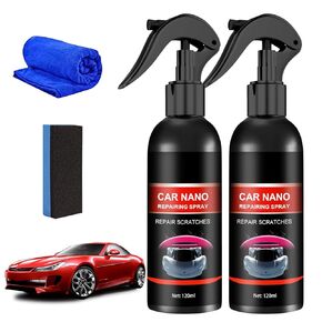 2PCS Nurafix Nano Car Spray, Nurafix Scratch Remover, Nurafix Scratch Fix, Nurafix Car Wax for Cars, Nurafix Nano Scratch Repair, Nano Car Spray Fast Repair Scratches Repairing Polish Spray (120ML)