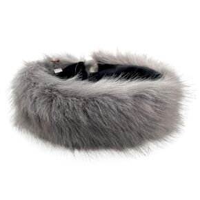 FHQHTH Faux Fur Headband with Elastic for Women Winter Earwarmer Ski Cold Earmuff (Navy)