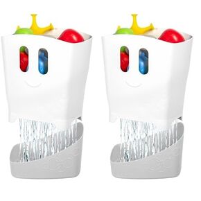 Ubbi Baby Bath Time Essential Gift Set, Includes Drying Bin and 11 Bath Toys, Dishwasher Safe, White