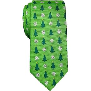 Retreez Classy Christmas Tree and Snowflakes Woven Microfiber 2.4" Skinny Tie