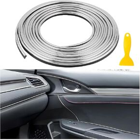 Mandark Car Interior Trim Strips, 33Ft Vehicle Electroplating Decoration Styling Door Dashboard Moulding Trims, Flexible Universal Automotive Gap Filler Insert Strips with Installing Tool (Red)