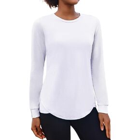 PINSPARK Long Sleeve Workout Tops for Women Crewneck Yoga Shirts Lightweight Athletic Gym Running Sport Casual T-Shirt